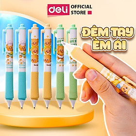 Bút Gel Bút Bi Nước Màu Pastel Phối Nhũ Ngòi 0.5mm Deli - Bút Bi Nước Mực Đều Viết Trơn Tru Văn Phòng Phẩm Cao Cấp - 2 Đen Đệm Xốp