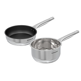 Bộ chảo quánh inox impact Sunhouse ECO IN16BB1-IN16BB2 - Hàng xuất Mỹ - Dùng được trên mọi loại bếp - IN16BB1